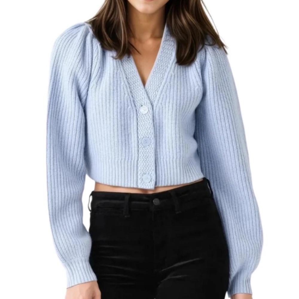 LoveShackFancy Women's Light Gray/blue Sweater Cardigan